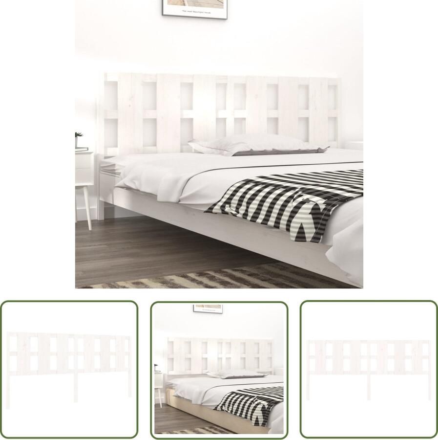 The Living Store Houten Hoofdeinde Wit 205.5 x 4 x 100 cm Massief Grenenhout Houten Hoofdbord Hoofdeinde Massief Hout Grenenhout Wit Hoofdbord