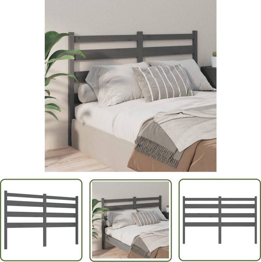The Living Store Houten Hoofdeinde Grijs 206 x 4 x 100 cm Trendy design Houten Hoofdbord Hoofdeinde Beddecoratie Slaapkamer Decoratie Griezelig Hoofdbord