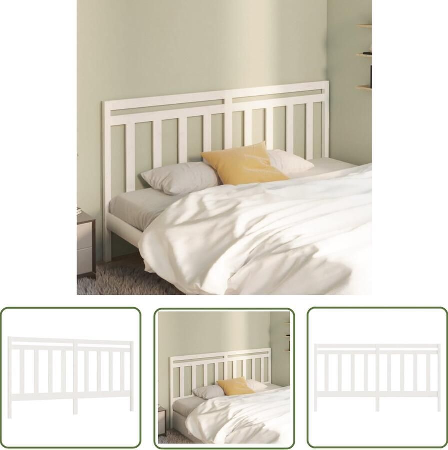 The Living Store Houten Hoofdeinde Klassieke Witte Uitstraling 206 x 4 x 100 cm (B x D x H) Houten Hoofdbord Hoofdeinde Klassieke Uitstraling Wit Hoofdbord Grenenhout