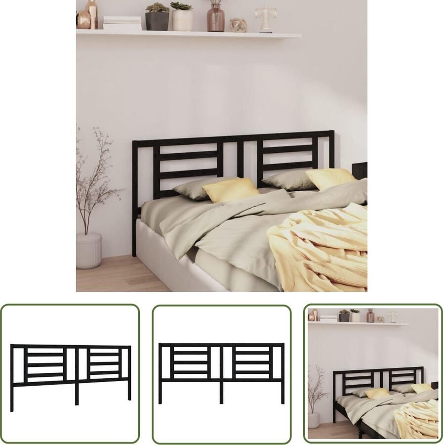 The Living Store Houten Hoofdeinde Grenenhout 206 x 4 x 100 cm Zwart Houten Hoofdbord Hoofdeinde Beddecoratie Grenenhout Meubels Zwart Hoofdbord