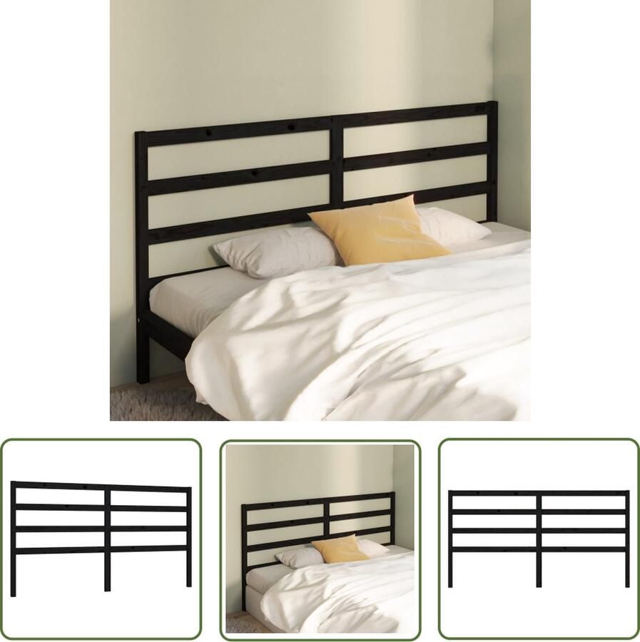 The Living Store Houten Hoofdeinde Zwart 206x4x100 cm Klassieke Uitstraling Houten Hoofdbord Hoofdeinde Klassieke Uitstraling Zwart Hoofdbord Massief Grenenhout