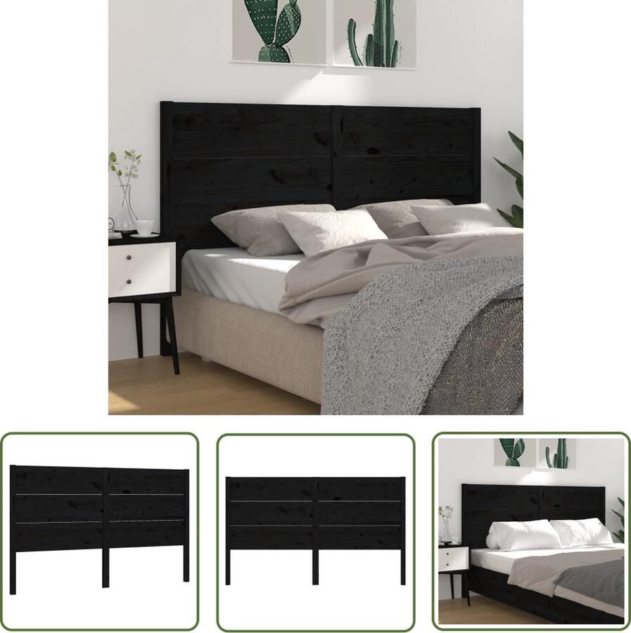 The Living Store Houten Hoofdeinde Zwart 206 x 4 x 100 cm Rustiek design Hoofdboard Houten Hoofdeinde Beddecoratie Hoofdbord Zwart Rustic Interieur - Foto 2