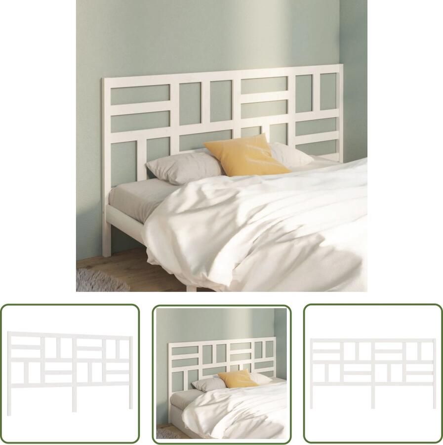 The Living Store Houten Hoofdeinde Wit 206 x 4 x 104 cm Klassieke Uitstraling Houten Hoofdbord Hoofdeinde Klassieke Uitstraling Grenenhout Wit
