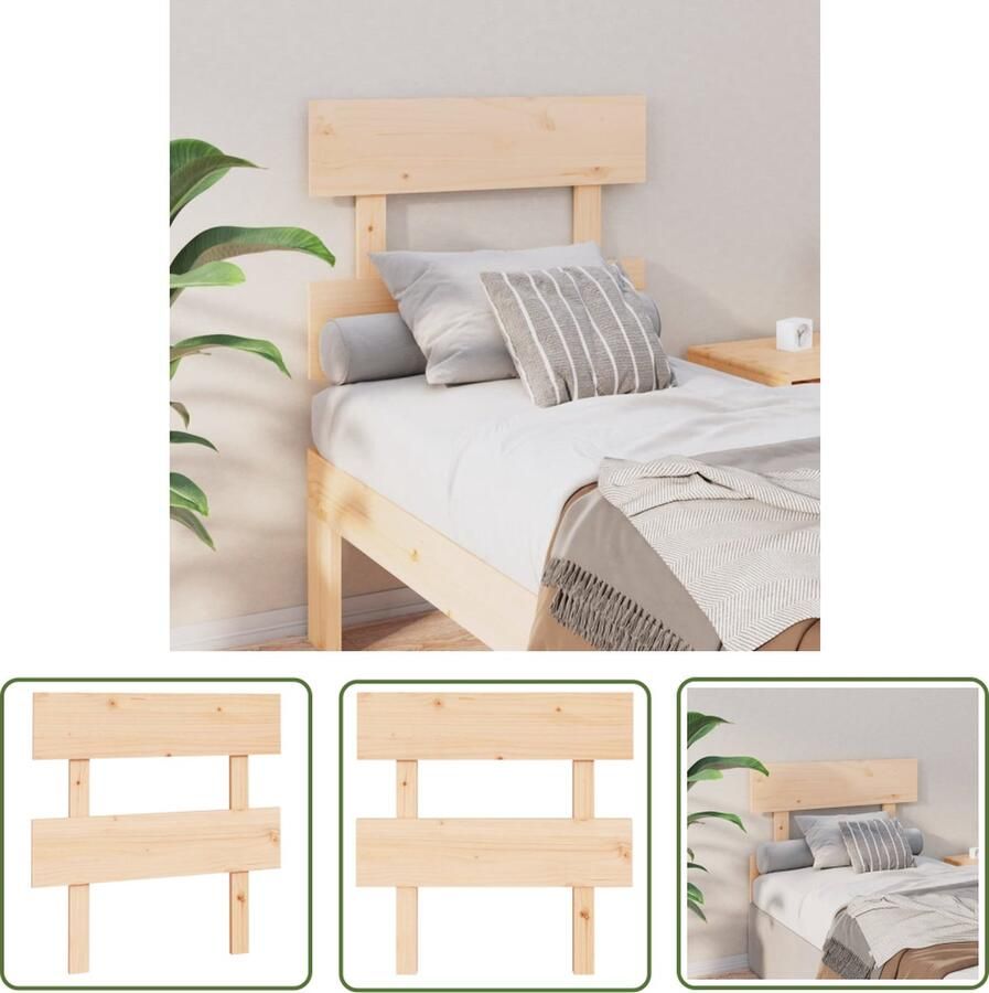 The Living Store Houten Hoofdeinde Grenenhout 78.5 x 3 x 81 cm Natuurlijk en Rustiek Houten Hoofdbord Hoofdeinde Grenenhout Beddecoratie Slaapkamervloerisolator