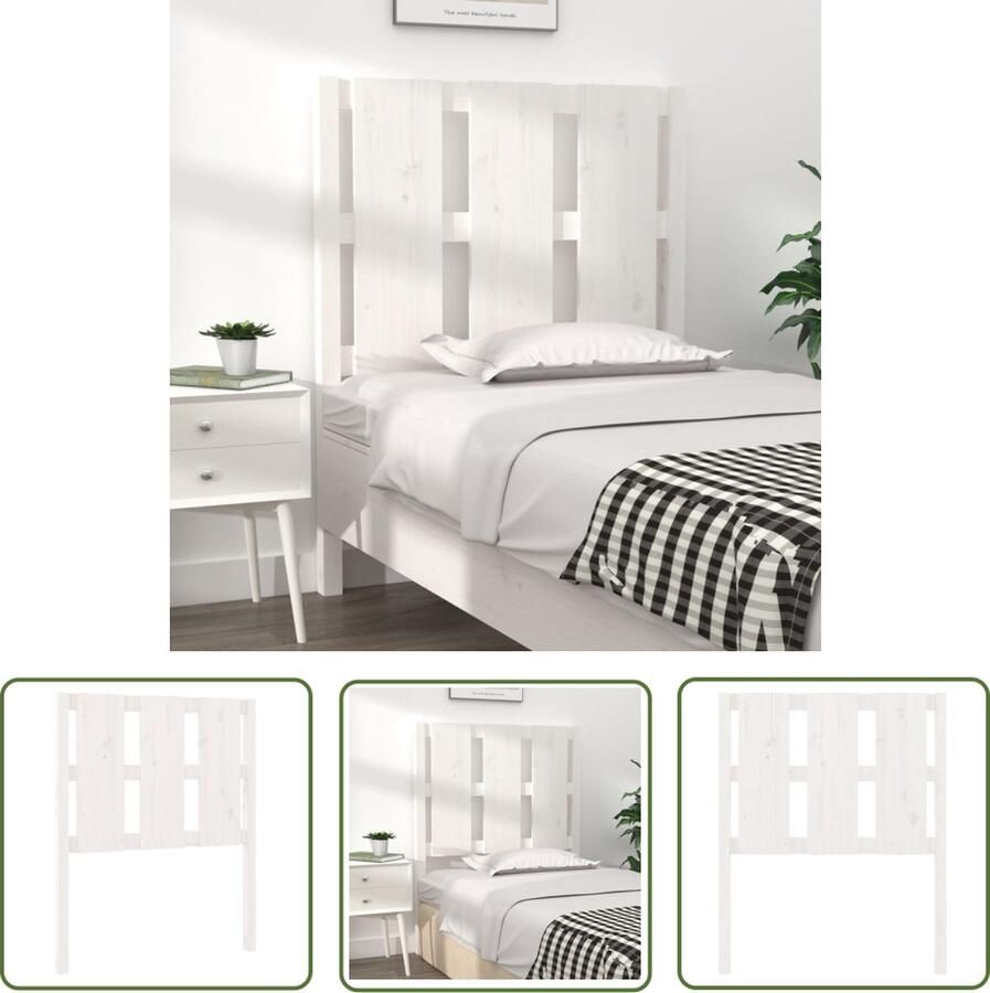 The Living Store Hoofdbord 80 5x4x100 cm massief grenenhout wit Houten Hoofdbord Hoofdeinde Beddecoratie Rustic Decor Vintage Meubels