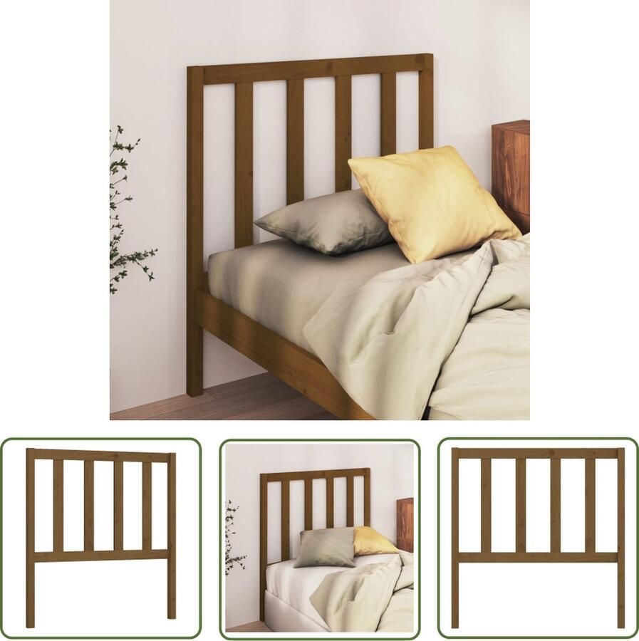 The Living Store Hoofdbord 81x4x100 cm massief grenenhout honingbruin Houten Hoofdbord Hoofdeinde Klassieke Design Massief Grenenhout Honingbruin
