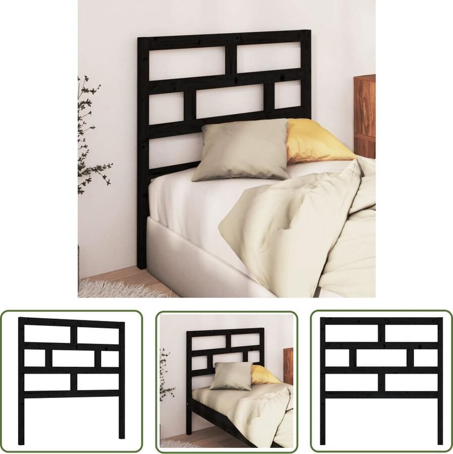 The Living Store Houten Hoofdeinde Zwart 81 x 4 x 100 cm Klassieke Uitstraling Houten Hoofdbord Hoofdeinde Beddecoratie Slaapkamer Decoratie Modern Hoofdbord