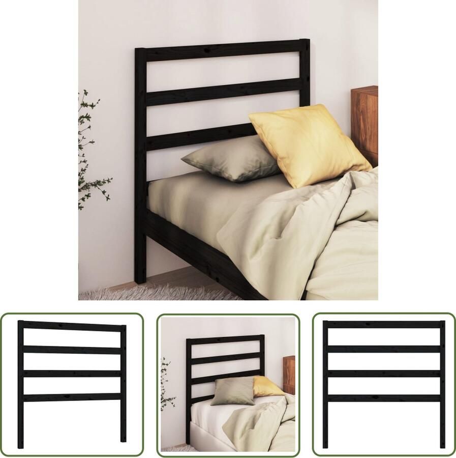 The Living Store Houten Hoofdeinde Zwart 81 x 4 x 100 cm Klassieke Uitstraling Houten Hoofdbord Hoofdeinde Klassieke Uitstraling Massief Grenenhout Zwart