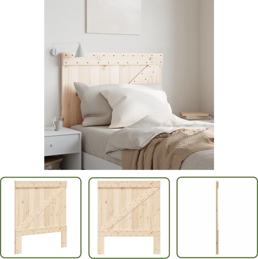 The Living Store Houten Hoofdeinde Massief grenenhout 90 x 3.5 x 104 cm Inclusief Schroeven Houten Hoofdbord Hoofdeinde Grenenhout Hoofdbord Rustic Headboard Massief Hout