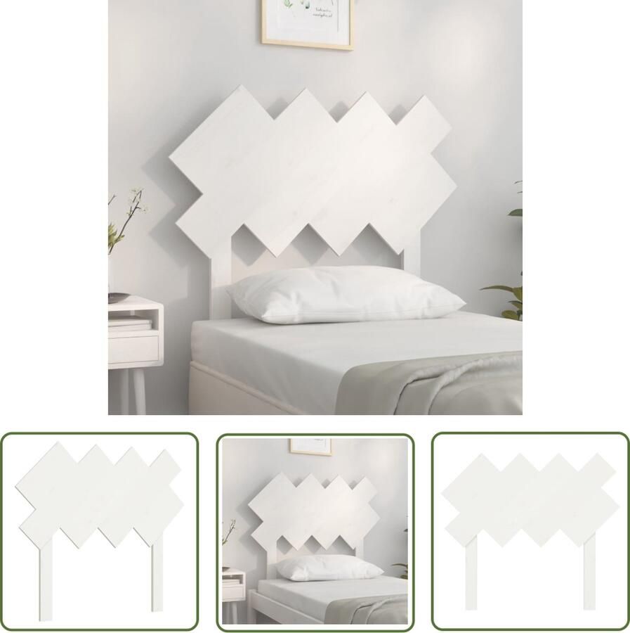 The Living Store Houten Hoofdeinde Grenenhout 92 x 3 x 81 cm Wit Houten Hoofdbord Hoofdeinde Beddecoratie Grenenhout Meubilair Wit Hoofdbord
