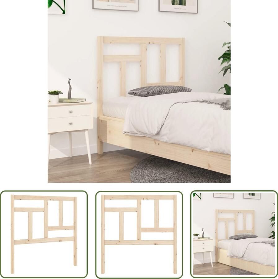 The Living Store Houten Hoofdeinde 95.5 x 4 x 100 cm Massief Grenenhout Houten Hoofdbord Hoofdeinde Beddecoratie Massief Grenenhout Vintage Meubels