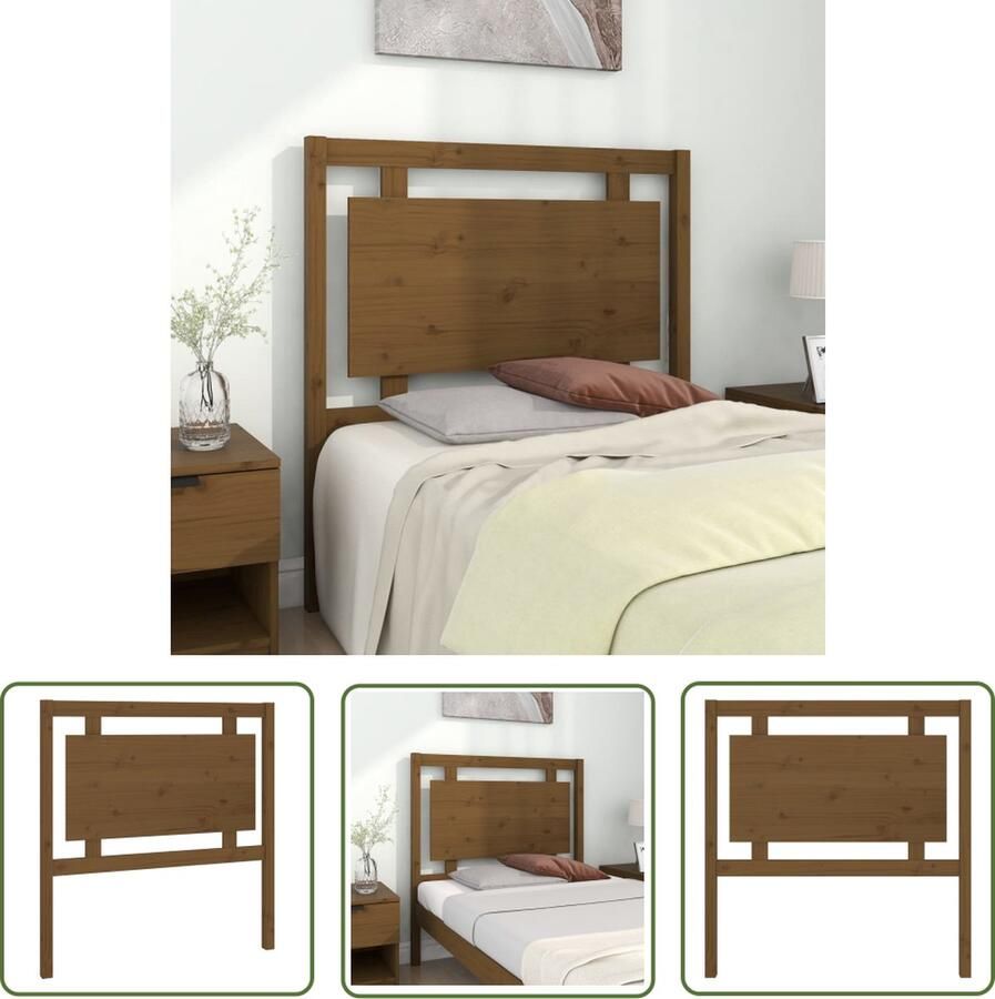The Living Store Hoofdbord 95 5x4x100 cm massief grenenhout honingbruin Houten Hoofdbord Hoofdeinde Grenenhout Hoofdbord Rustiek Hoofdbord Vintage Hoofdbord