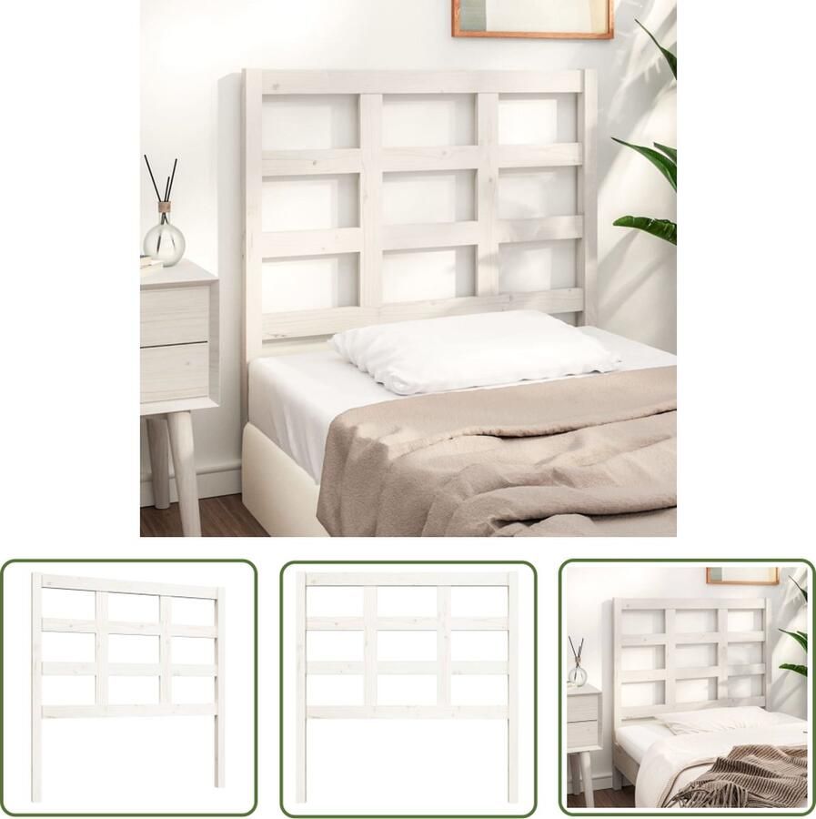 The Living Store Hoofdbord 95 5x4x100 cm massief grenenhout wit Houten Hoofdbord Hoofdeinde Beddecoratie Slaapkamer Meubels Grenenhout