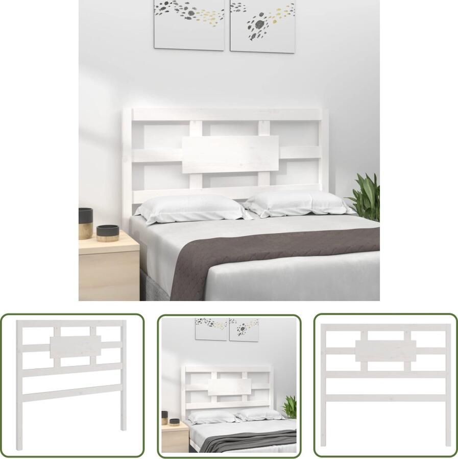 The Living Store Houten Hoofdeinde Grenenhout 95.5 x 4 x 100 cm Wit Houten Hoofdbord Hoofdeinde Hoofdboard Grenenhout Massief Hout