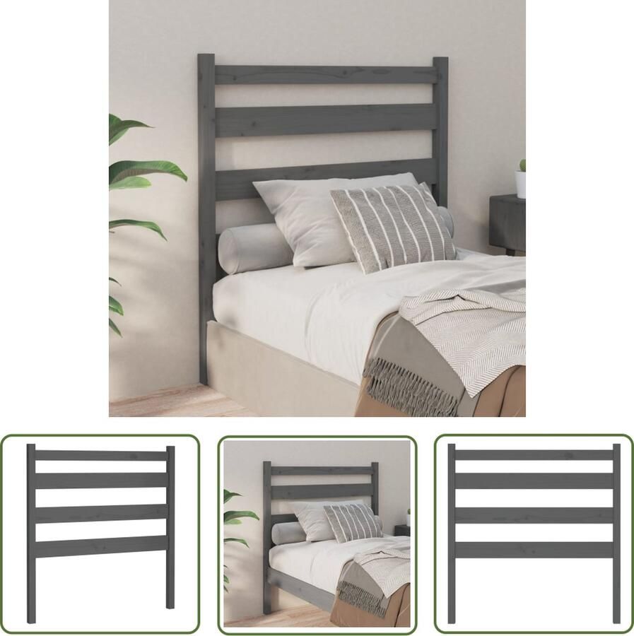 The Living Store Houten Hoofdeinde Grijs 96 x 4 x 100 cm Trendy Design Houten Hoofdbord Hoofdeinde Hoofd Bord Grieze Hoofdbord Massief Hout