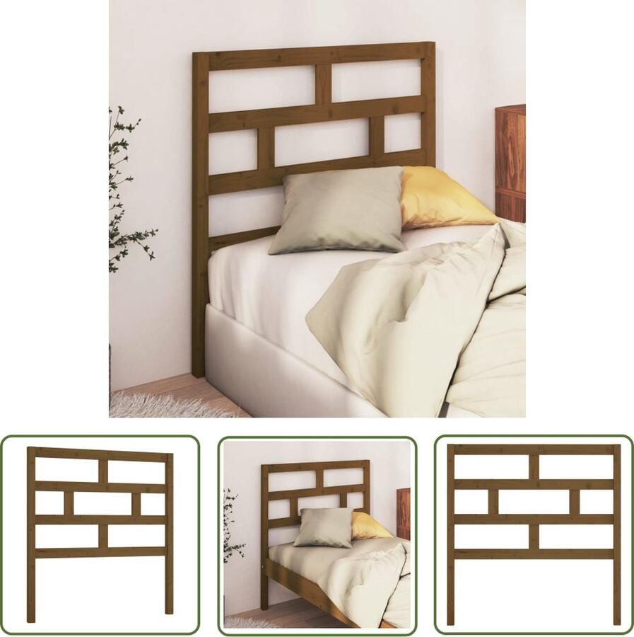 The Living Store Houten Hoofdeinde Klassieke Uitstraling 96x4x100 cm Honingbruin Houten Hoofdbord Hoofdeinde Beddecoratie Klassieke Uitstraling Grenenhout