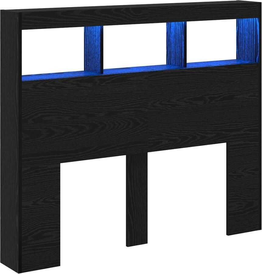 VidaXL Zwart Eiken Hoofdbord Zwart Eiken Bewerkt Hout 120 x 17 x 102 cm