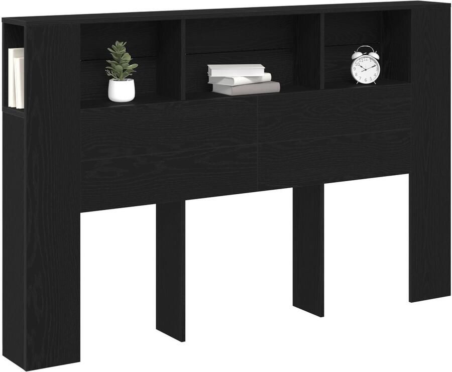 VidaXL Hoofdbord Kast Zwart Eiken Engineered Hout 160 1 x 18 8 x 104 5 cm