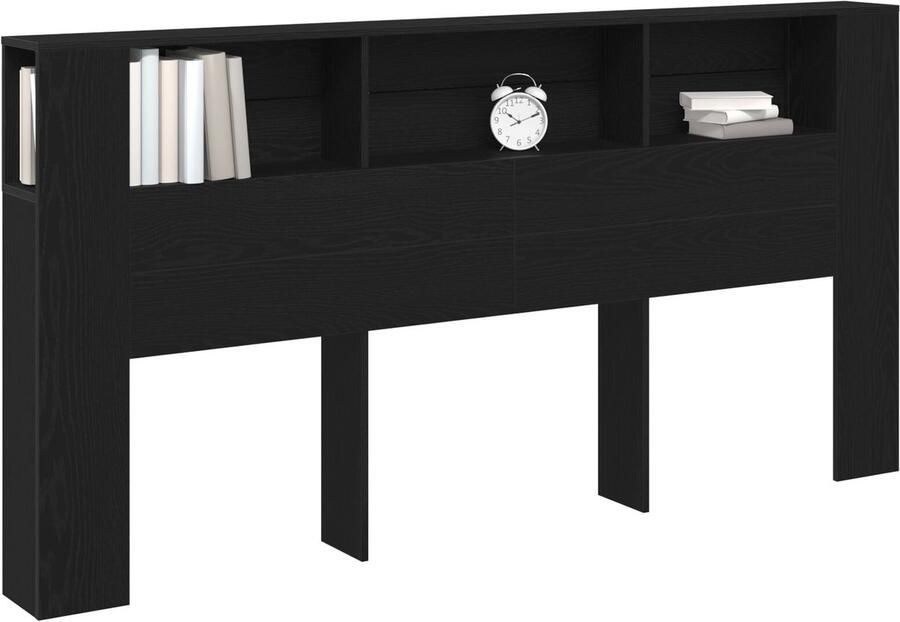 VidaXL Hoofdeinde Kast Zwart eiken 200 x 18 5 x 104 5 cm Bewerkt hout