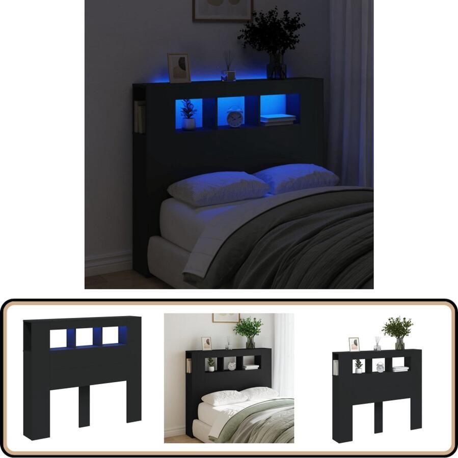 VidaXL Hoofdeinde LED 120x18 5x103 5 cm Zwart Hoofdbord Met LED Hoofdborden Met LED Hoofdbord Bed