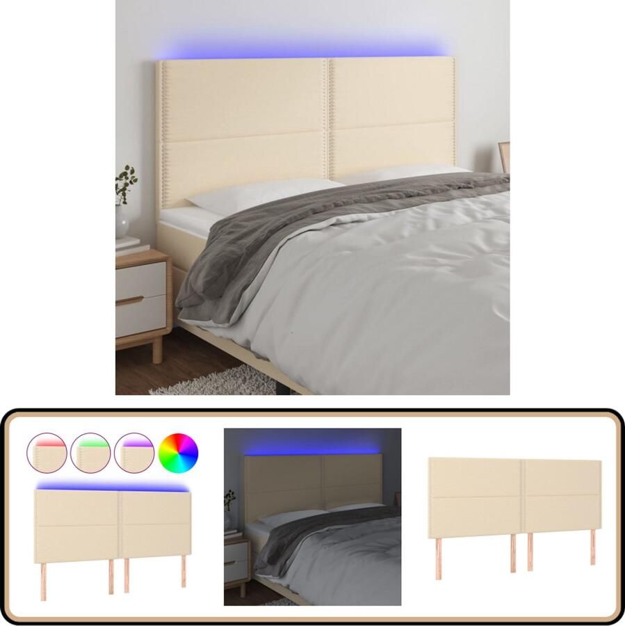 VidaXL Hoofdeinde LED 160x118 cm Crèmekleurig Hoofddekbed Led Hoofdbord Creme Comfortabele Hoofdsteun Leeshoek Tv Hoek Slaapkamerstijl