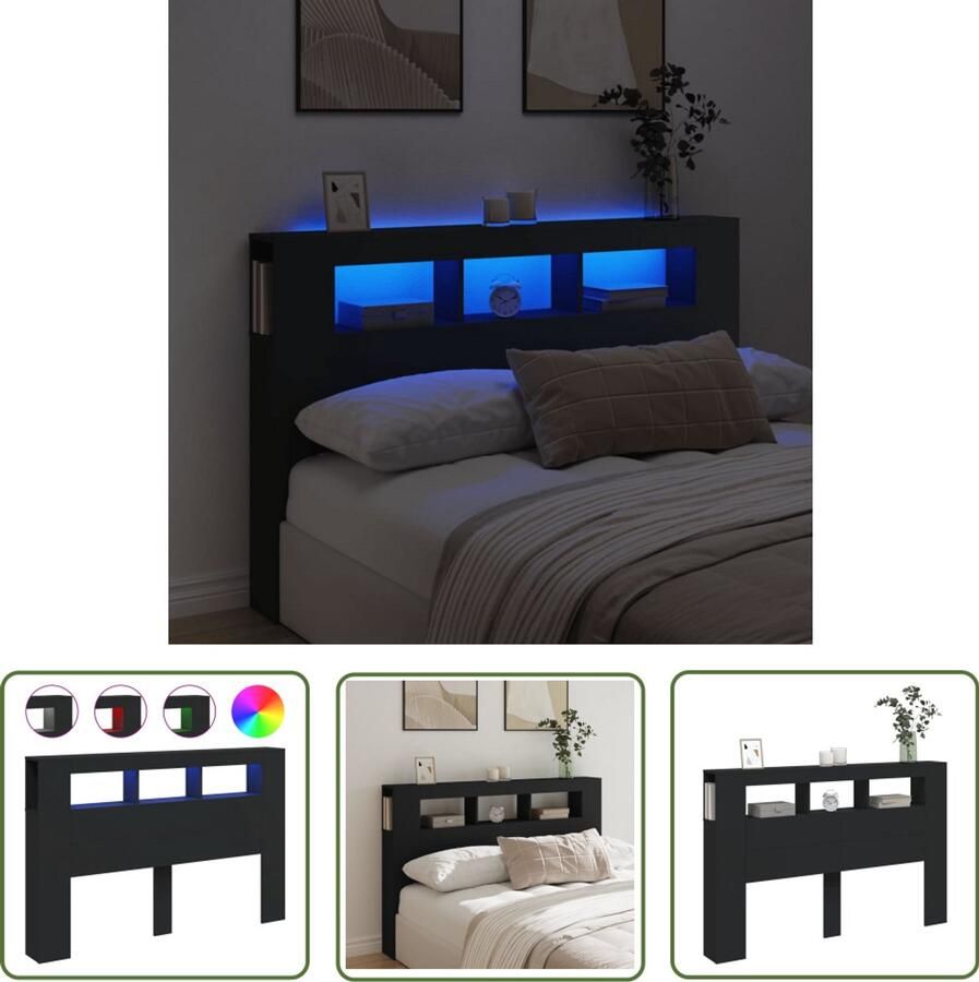 VidaXL Hoofdeinde LED 160x18 5x103 5 cm Zwart LED Hoofdbord Hoofdkussen Led Verlichting Houten Hoofdbord Bedroom Furniture