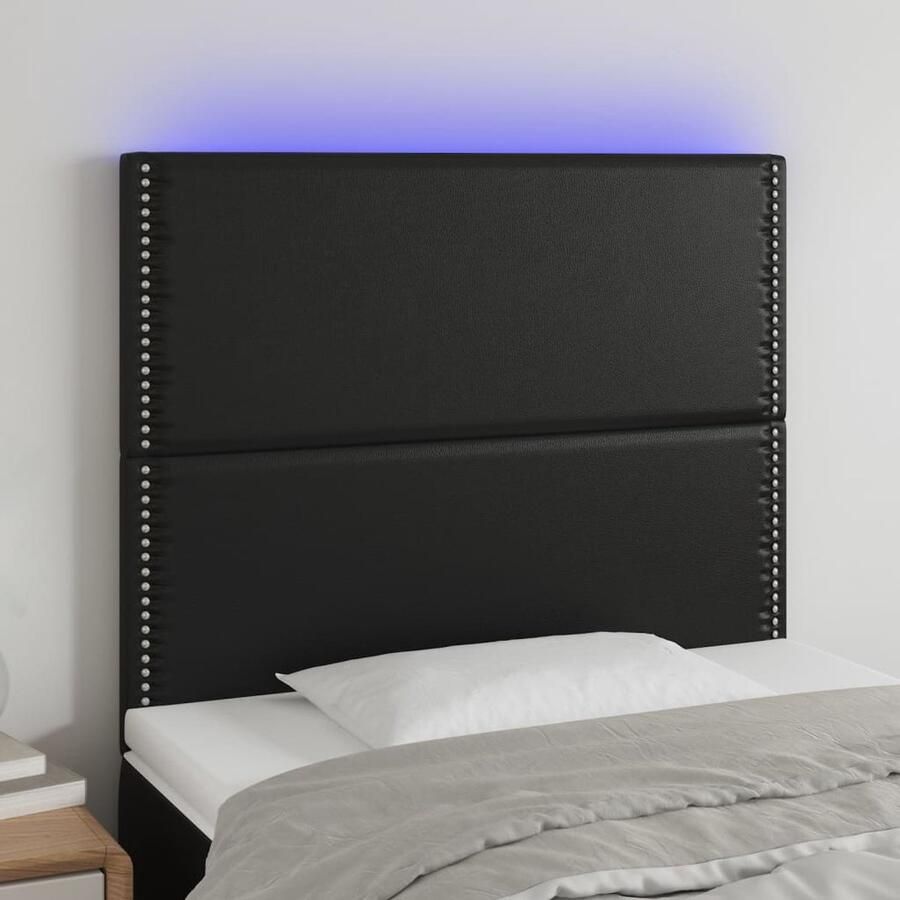 VidaXL Hoofdeinde LED 80x118 cm Zwart Kunstleer Hoofddekbed Led Hoofdbord Hoofdeinde Slaap Accessoires Comfortabel Hoofdbord Decoratief Hoofdbord Kunstleder Hoofdbord Zware Hoofden - Foto 2