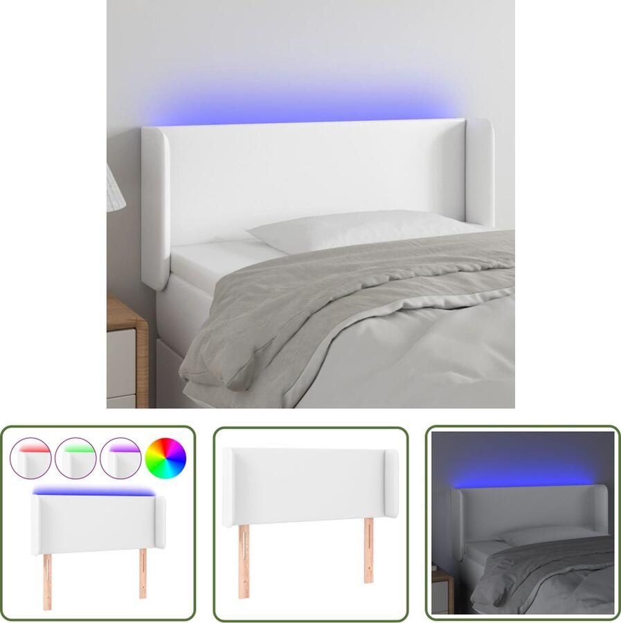 The Living Store LED-hoofdbord Hoofdeinde 83 x 16 x 78 88 cm Verstelbaar Kunstleer USB+aansluiting LED Hoofdbord Hoofdeinde Led Lamp Slaapkamersdecoratie Bed Decoratie