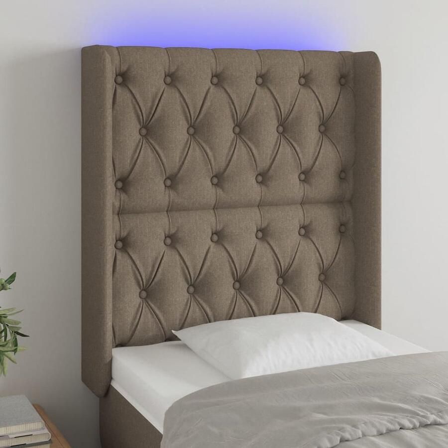 VidaXL Hoofdeinde LED Taupe 83x16x118 128 cm Hoofdboard Led Hoofdbord Bedstede Hoofdkussen Slaapcomfort Moderne Slaapkamer Relaxen - Foto 3
