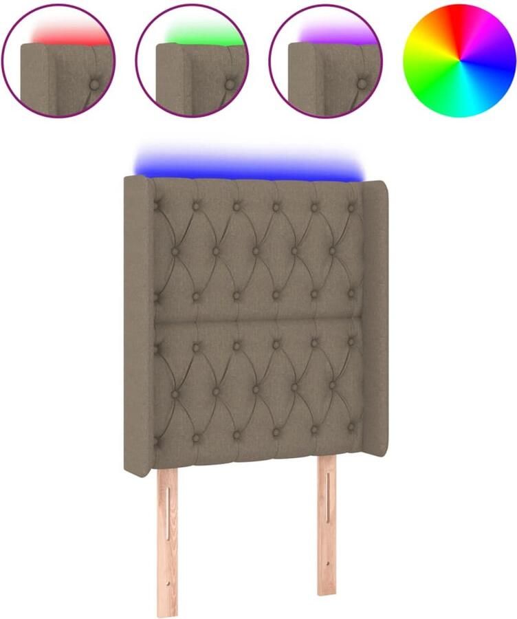 VidaXL Hoofdeinde LED Taupe 83x16x118 128 cm Hoofdboard Led Hoofdbord Bedstede Hoofdkussen Slaapcomfort Moderne Slaapkamer Relaxen - Foto 2