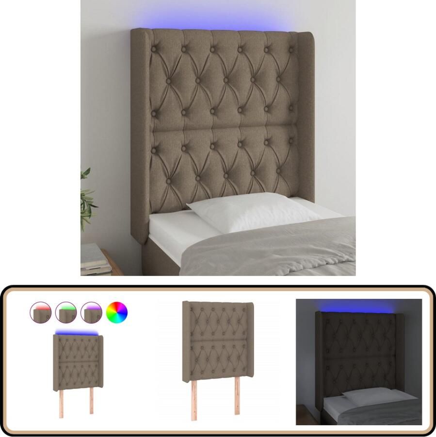 VidaXL Hoofdeinde LED Taupe 83x16x118 128 cm Hoofdboard Led Hoofdbord Bedstede Hoofdkussen Slaapcomfort Moderne Slaapkamer Relaxen