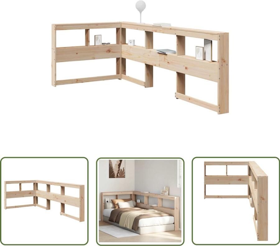 VidaXL Boekenkast Hoofdeinde L-vormig 90 cm massief grenenhout Boekenkasten Hoofdeinden Houten Meubilair Slaapkamers Grenenhout