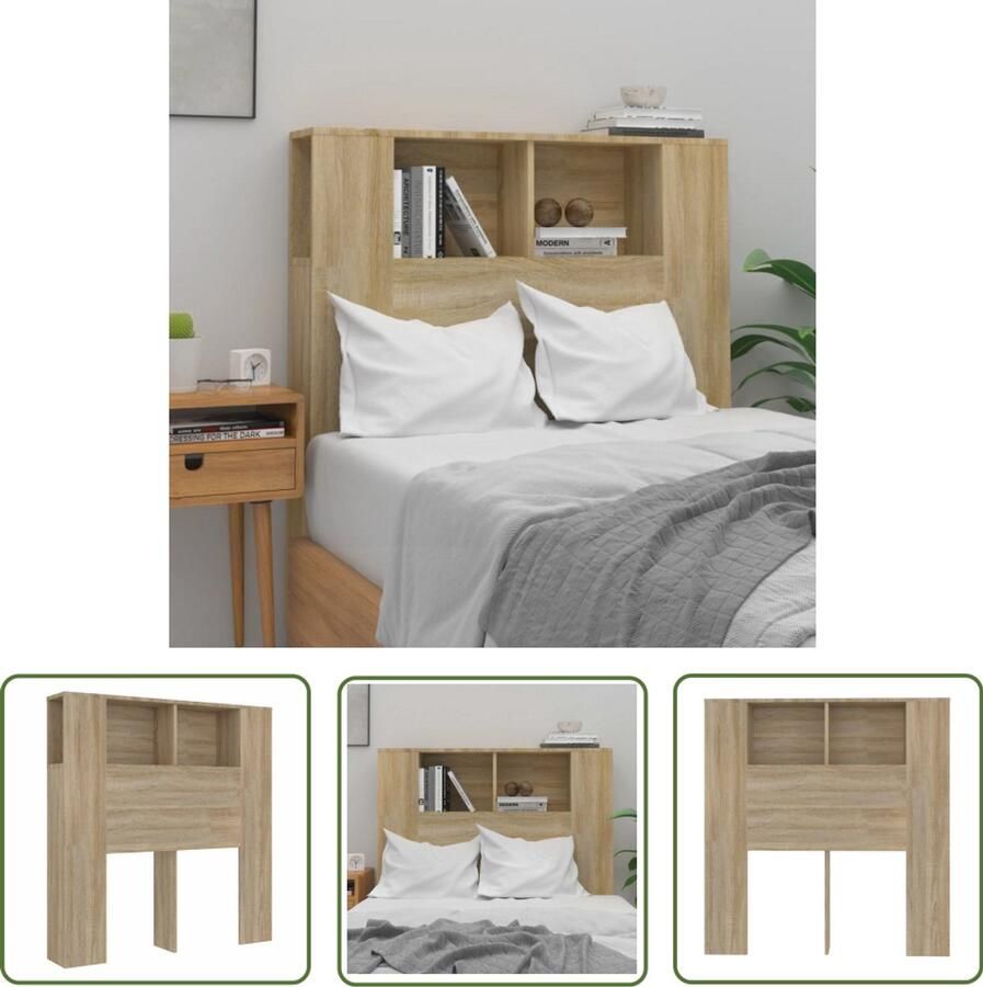 The Living Store Hoofdbordkast Modern Kast 100x18.5x104.5cm Sonoma Eiken Hoofd Bord Kast Hoofdkast Slaapkamer Meubels Houten Hoofdbord Moderne Hoofdbordkast