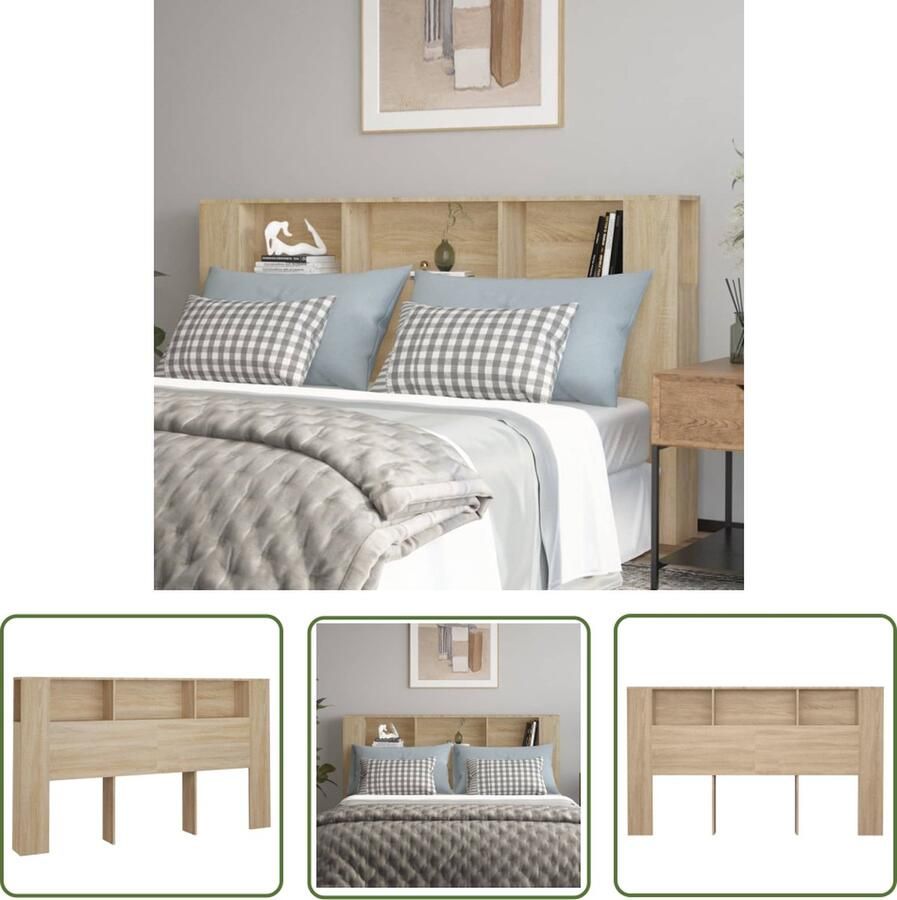 The Living Store Hoofdbordkast 180x18 5x104 5 cm sonoma eikenkleurig Hoofd Bord Kast Hoofdkast Bedbanket Slaapkamersdecoratie Houten Hoofdbord