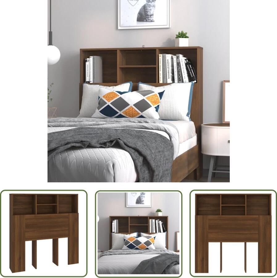 The Living Store Wandhoofdbordkast Hoofdbordkast 100x19x103.5 cm Bruineiken hout Hoofd Bordkast Hoofdkast Wand Headboard Slaap Kamer Meubels Houten Hoofdbord