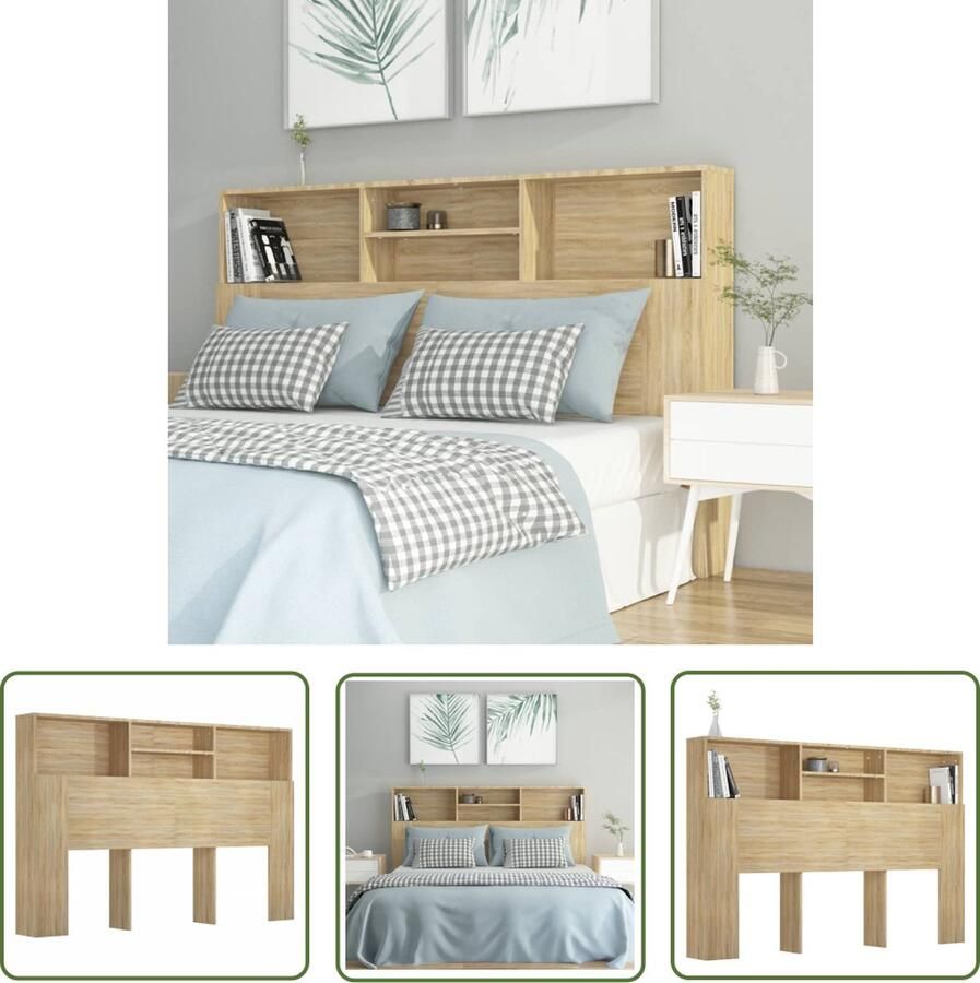 The Living Store Wandhoofdbordkast Sonoma Eiken 160x19x103.5cm Bewerkt Hout Hoofd Bordkast Hoofdkast Wand Headboard Houten Hoofdbord Bedroom Furniture