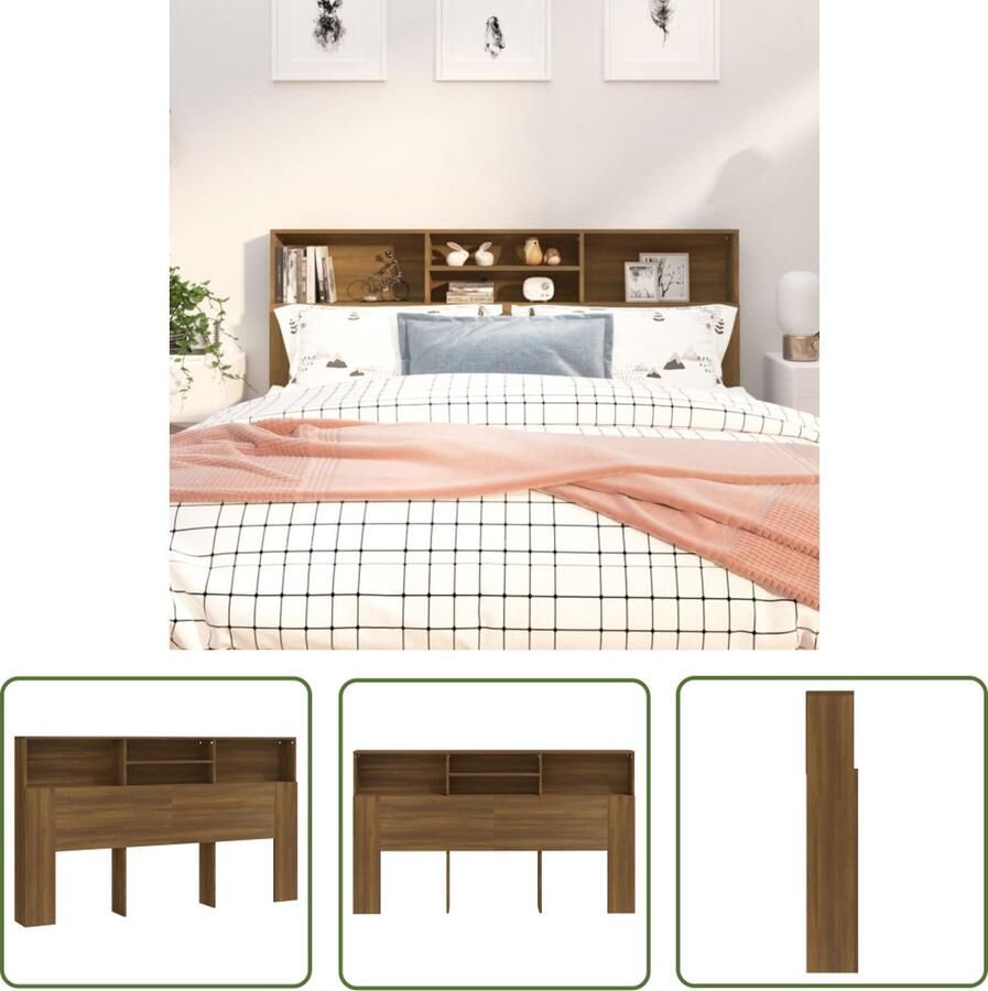 The Living Store Hoofdbordkast Wandmontage 180x19x103.5cm Bruineiken Hoofd Bordkast Hoofdkast Wand Headboard Houten Hoofdbord Bedroom Furniture