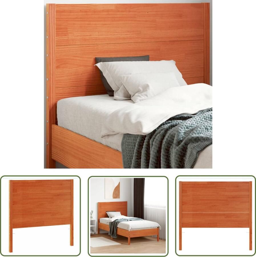The Living Store Houten Hoofdbord Massief Grenenhout 105.5 x 4 x 100 cm Wasbruin Hoofd Bord Hoofdkussen Houten Hoofdbord Grenenhout Was Bruin