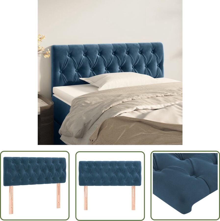 The Living Store Hoofdbord 100x7x78 88 cm fluweel donkerblauw Hoofd Bord Hoofdkussen Bedkleden Bedroom Decor Donkere Kleuren