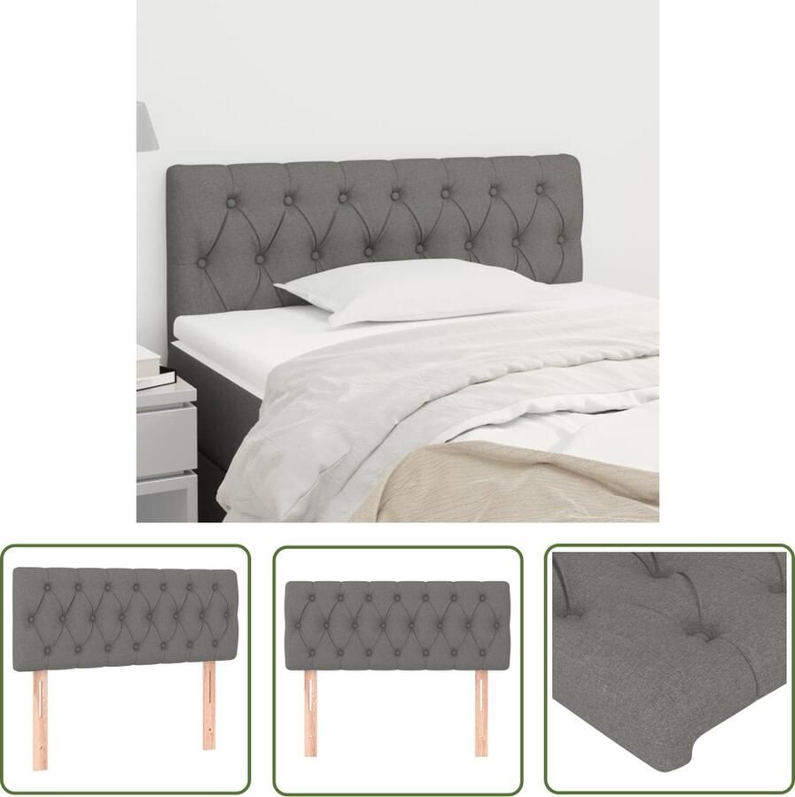 The Living Store Hoofdbord Donkergrijs 100 x 7 x 78 88 cm Duurzaam stof Verstelbare hoogte Hoofd Bord Hoofdkussen Bedding Slaapkamers Donkere Kleuren