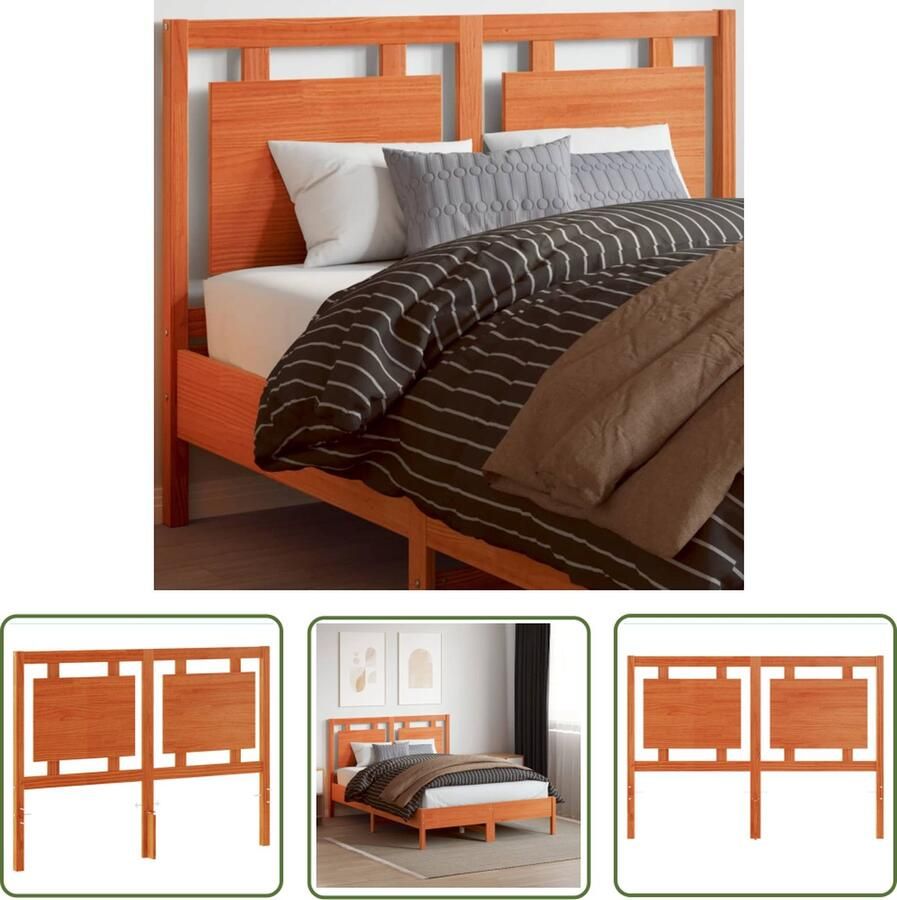 The Living Store Houtrib Hoofdbord 140.5 x 8.5 x 100.5 cm Wasbruin Massief Grenenhout Hoofd Bord Hoofdkussen Bed Frame Slaap Kamer Meubels Hout