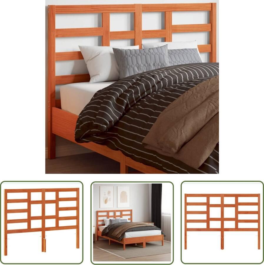 The Living Store Houten Hoofdeinde 140.5 x 8.5 x 104 cm Massief Grenenhout met Stevige Poten Hoofd Bord Hoofdkussen Houten Hoofdeinde Grenenhout Bed Frame