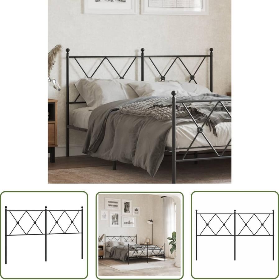 The Living Store Hoofdbord Bedframe 146 x 90.5 cm Staal Hoofd Bord Hoofdkussen Bed Frame Slaapkamers Metalen Hoofdbord