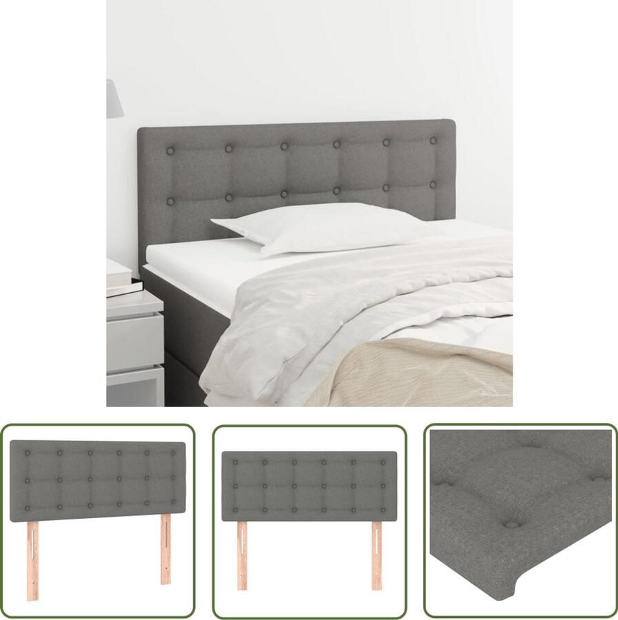 The Living Store Hoofdbord Classic Donkergrijs 80 x 5 x 78 88 cm Duurzaam materiaal Stevige poten Verstelbare hoogte Hoofd Bord Hoofdkussen Beddecoratie Slaapkamer Meubilair Grijs Hoofdbord