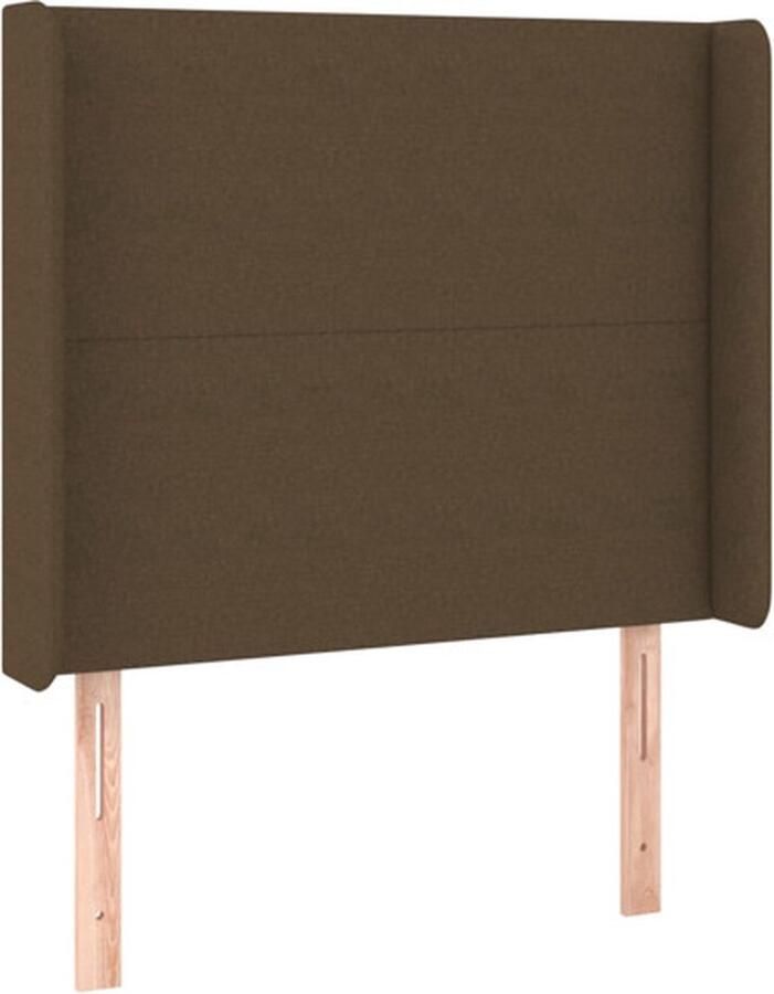 The Living Store Hoofdbord met randen 103x16x118 128 cm stof donkerbruin Hoofd Bord Hoofdkussen Beddecoratie Slaapkamer Meubels Bruine Kamer