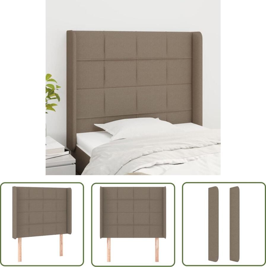 The Living Store Hoofdbord Taupe 103x16x118 128 cm Trendy ontwerp Duurzaam materiaal Verstelbare hoogte Comfortabele ondersteuning Inclusief 1 hoofdeind en 2 randen