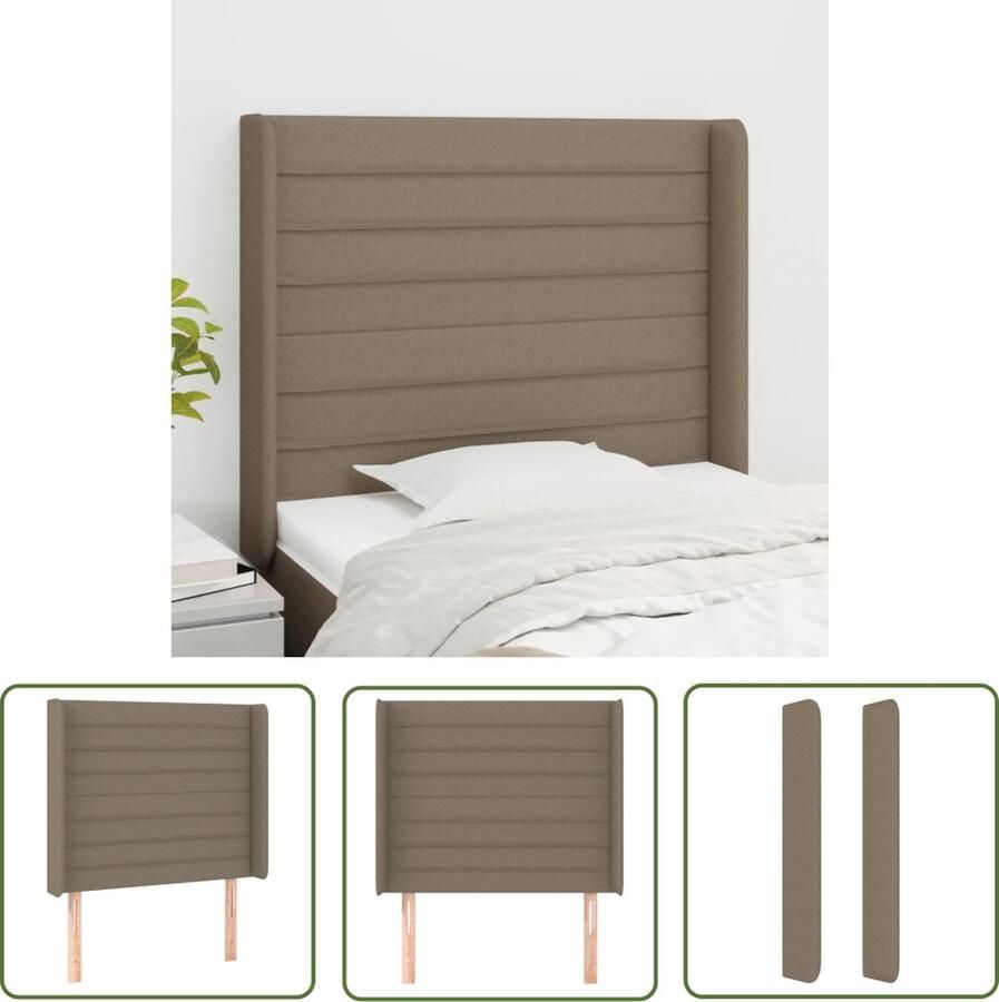 The Living Store Hoofdbord Trendy Beddengoed 103x16x118 128 cm Taupe Hoofd Bord Hoofdkussen Beddecoratie Slaapkamers Taupecleur