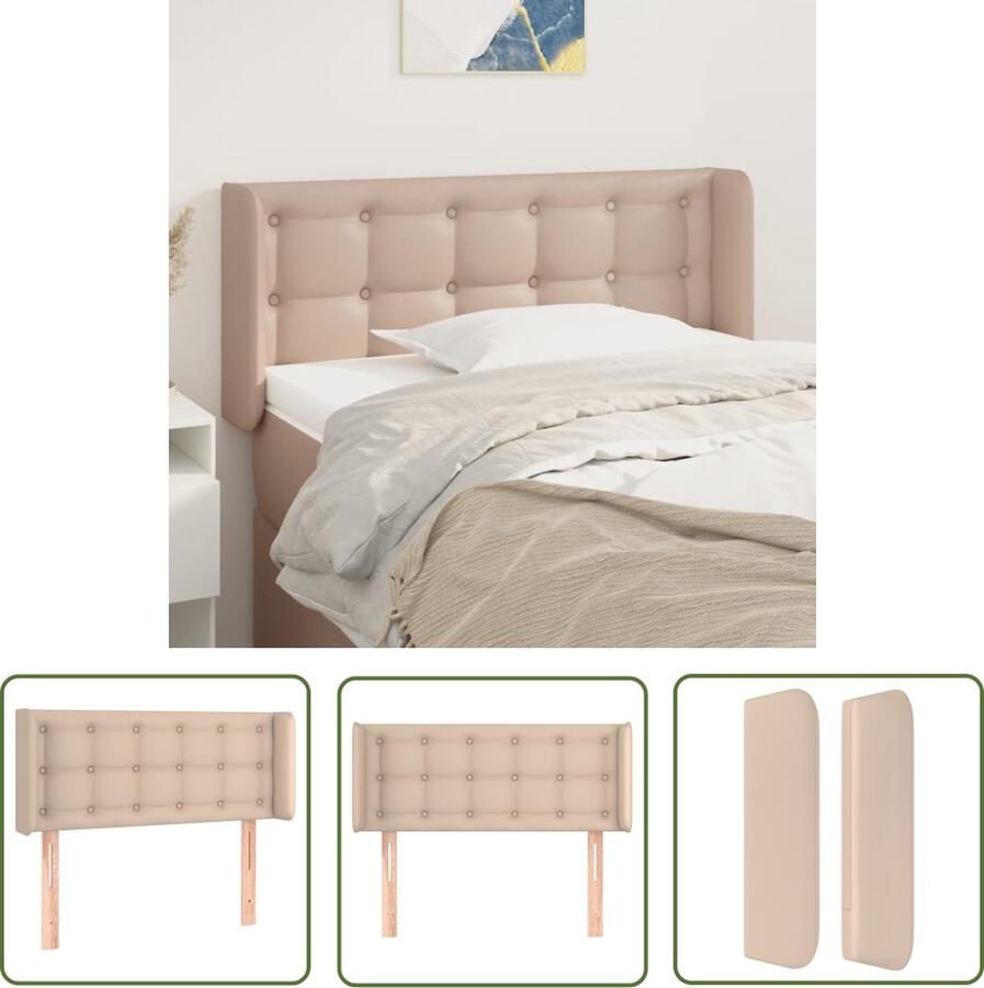 The Living Store Hoofdbord Cappuccino Kunstleer 103 x 16 x 78 88 cm Duurzaam materiaal Verstelbare hoogte Stevige poten Hoofd Bord Hoofdkussen Kapstok Bedroom Decor Slaapkamersdecoratie