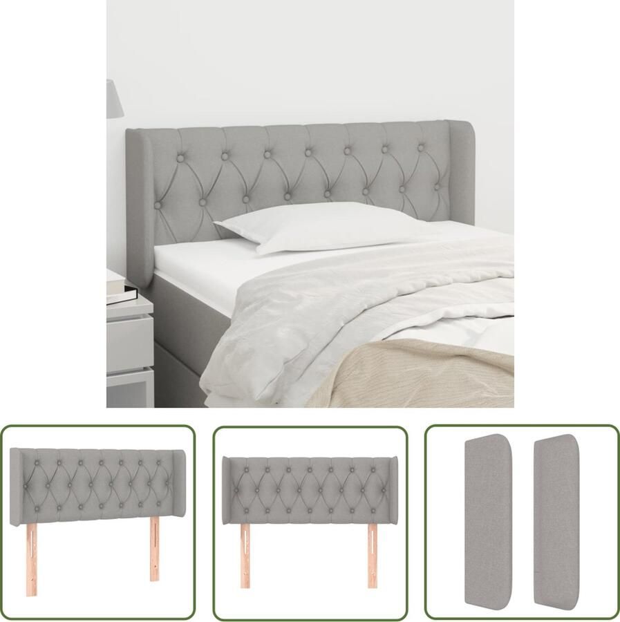 The Living Store Hoofdbord Bedombouw Accessoires 103 x 16 x 78 88 cm Lichtgrijs Stof Hoofd Bord Hoofdkussen Beddecoratie Slaapkamers Comfortabel Bed