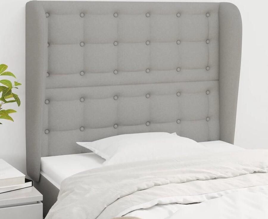 The Living Store Hoofdeind Lichtgrijs 103 x 23 x 118 128 cm Trendy Ontwerp Hoofd Bord Hoofdkussen Beddecoratie Slaapkamer Meubels Grijs Hoofdbord